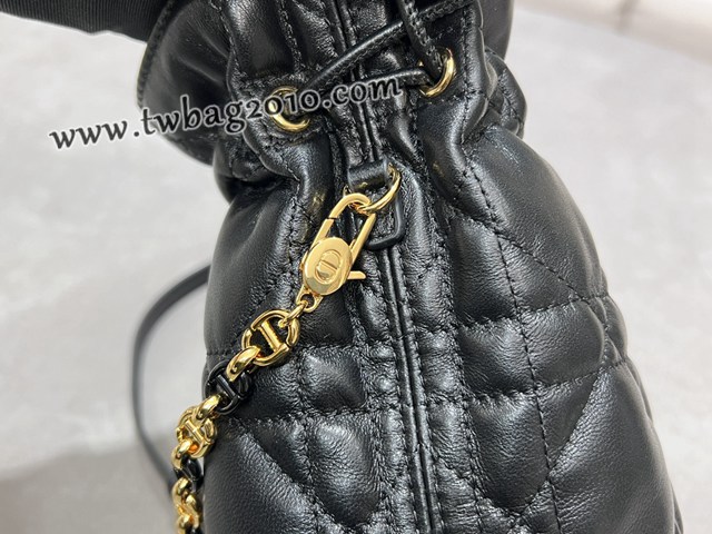 Dior专柜新款迪奥顶级原单黑色30Montaigne迷你抽绳水桶包 djfk1174